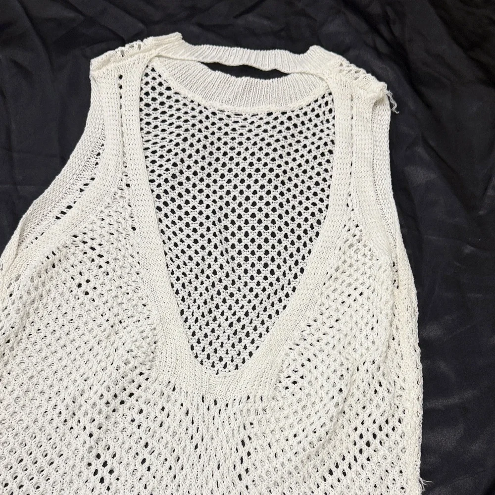 White Knit Swim Cover-Up Dress - Picture 5 of 6